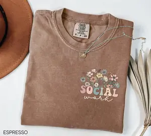 Comfort Colors Social Work Shirt, Gift For Social Worker Shirts, Pocket Size Social Work T-Shirt, Wildflowers Social Work Student Shirt