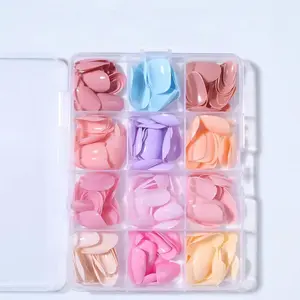 12 Solid Colors Press On Nails, 288pcs/box Almond False Nails, Glossy False Nails, Removable Nail Art Artificial Full Cover Nail Tips, Women Girls DIY Manicure, Christmas Gift