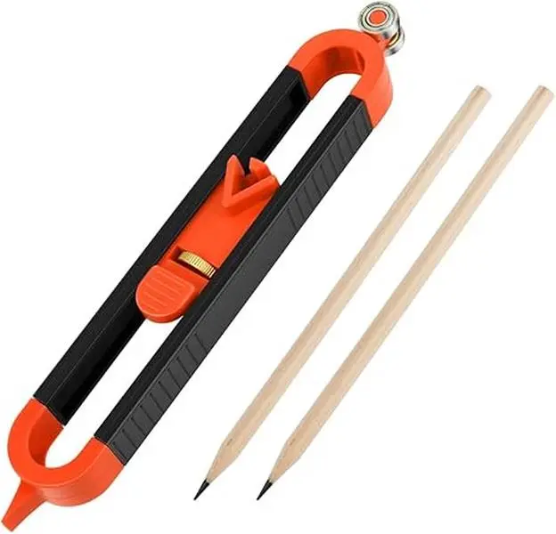 Precise Contour Scribe Tool with Lock for Pencil - Woodworking Edge Corner Measuring Profile Duplicator,Send 2 pens as gifts