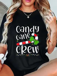100% Cotton Candy Cane Crew Funny Christmas Candy Lover X-mas T-Shirt