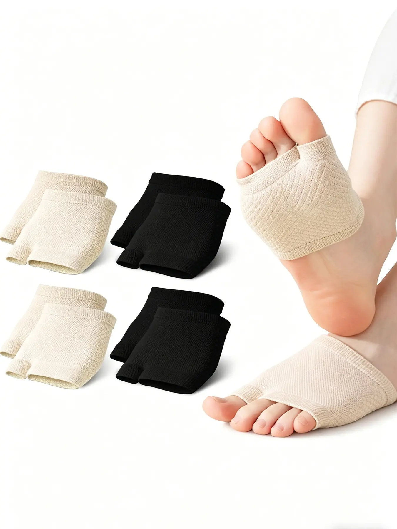 4 Pairs Unisex Open Split Toe Liner Soft Comfy Socks – Breathable Fit No Show Toppers for Mules Sandals Open Toe Shoes Invisible Socks for Summer