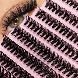 200pcs D-Shape False Lashes, Cross Style, Dense Natural Look, Long Lasting, Single Fiber, Perfect for Lash Extensions, DIY Lash Clusters, Makeup