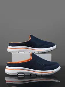 Men's Solid Color Mesh Slip on Slides, Casual Comfortable Breathable Slip on Shoes, Lightweight Non-slip Slippers, Slip on Mules for Indoor & Outdoor Wear, Boy