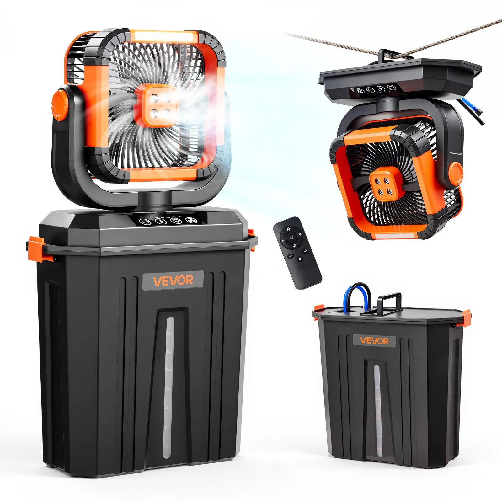 【DealsForYouDays】VEVOR Misting Fan, 2400RPM Motor Camping Misting Fan, Mister Cooling Fans with 3.17 gal Water Tank, 20000mAh Battery, 4-Speed Wind & 3 Lighting Modes, Water Cooling Fans for Indoor, Outdoor, Patio