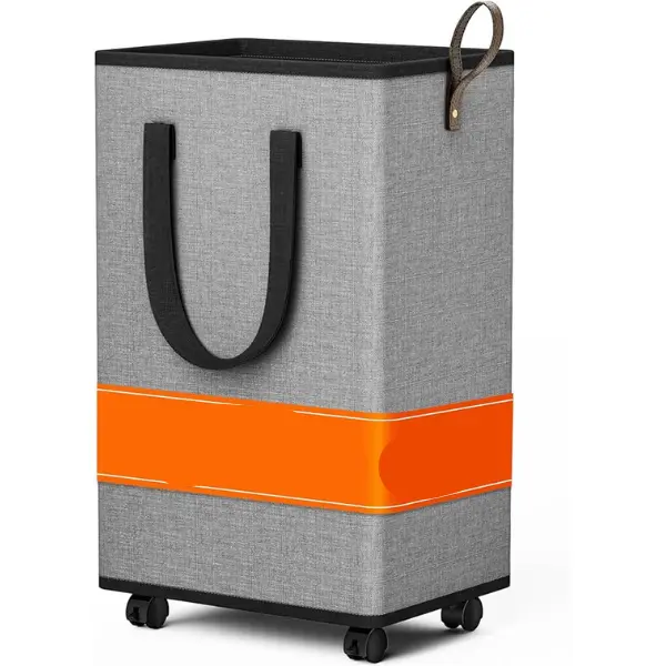 Laundry Basket with Wheels, 80L Collapsible Laundry Hamper, Rolling Dirty Clothes Hamper with Detachable Wheels & Handles, Foldable Laundry Basket for Bedroom, Bathroom, Dorm, Laundry Room, Grey