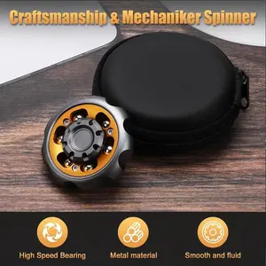 Metal EDC Fidget Slider Windmill Fingertip Spinner Scepter Push Rotating Coin Silent Mechanical ASMR Stress Anxiety Relief Pocket Decompression Gadget Toy for Adults