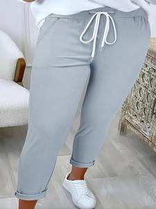 【 plus size】 solid color pants, lady fashion loose comfy trousers for daily wear, women's bottoms for all seasons, womenswear, baggy jogging pants, casual street trousers, casual basic trousers, casual minimalist trousers