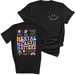 Mental Health Matters Shirt, Mental Health Shirts,  Summer T-shirt, Women Inspirational Graphic Printed Shirts, Inspirational Gifts, Gift for Her, Womenswear Top Cotton Fabric Tee Casual Casual Crewneck