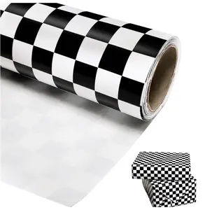 Checkered Flag Wrapping Paper Roll, 17 Inch x 33 Feet, Black and White Checkered, Gift Wrapping Paper for Boys Girls Birthday Party, Baby Shower, Racing Car Wrapping Paper