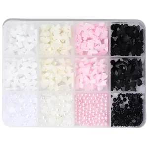 12-Grid 3D Bows Nail Charms, Assorted Shapes, Nail Art Gemstones