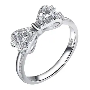 Elegant Hollow Bow Ring，Sparkling Cubic Zirconia，Elegant Daily Women Jewelry