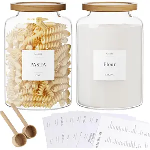 2 count Flour Sugar Storage Containers Glass Jar, 4000ml/1 Gallon/4.2 Qt/135oz,Large Glass  Storage Jars with  Airtight ,for ,,Cereal Rice Flour Pasta Sugar