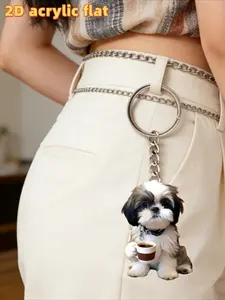 2D plane - a cute Shih Tzu, brown acrylic keychain | versatile keyring decoration for cars, mobile phones, backpacks and wallets - perfect for birthday gifts