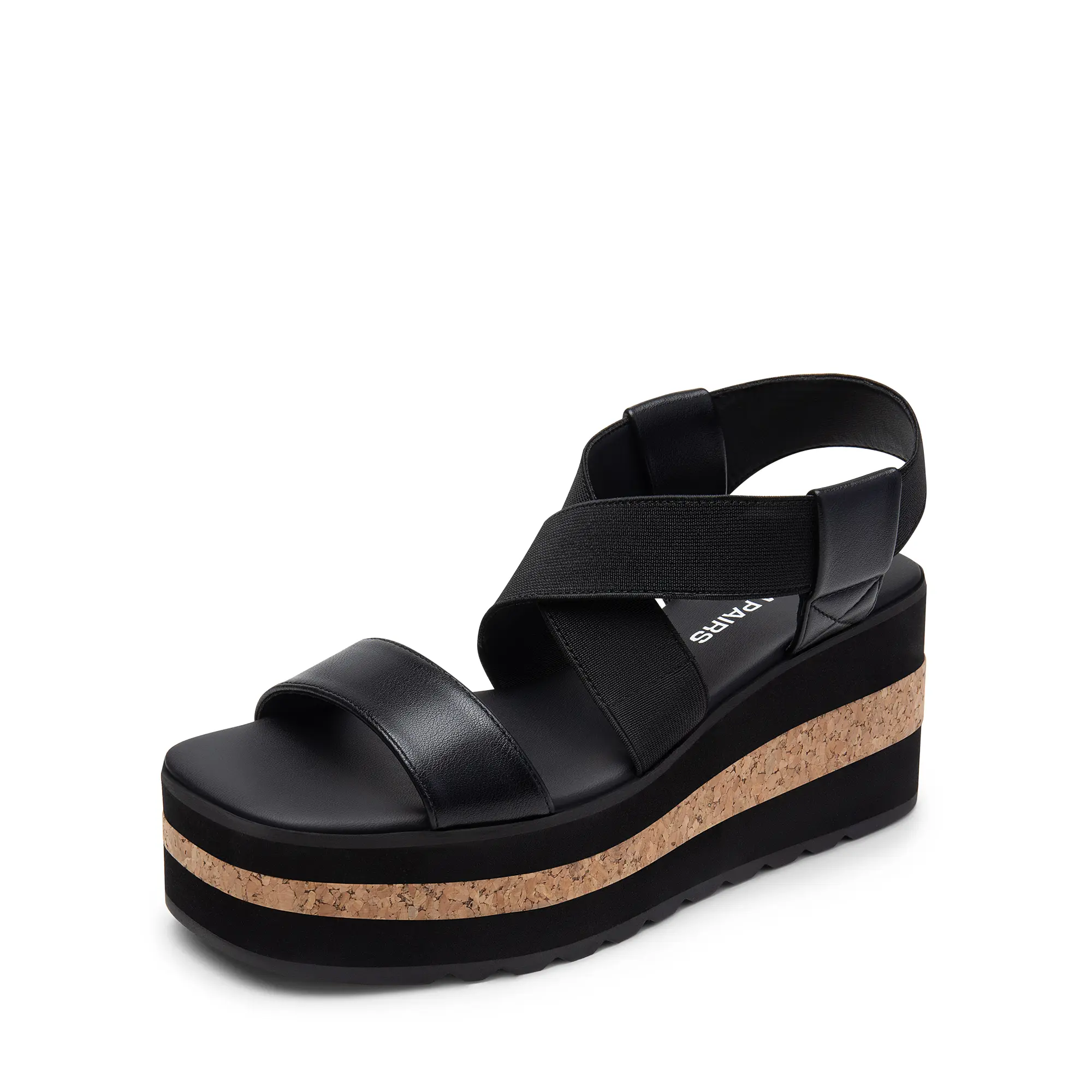 Dream Pairs Women's Chunky Platform Sandals with a Cushioned Cork Midsole, Sporty Slip-On Footwear with Crisscross Elastic Straps