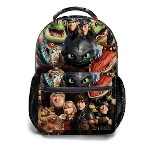 How to Train Your Dragon Y2K Aesthetic School Backpack for Girls, Cute Cartoon Girl Printed Student Bookbag with Mesh Side Pockets, Large Capacity Casual Daypack and Travel Bag for Kids a-17
