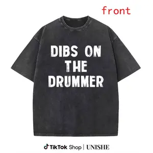 Washed Funny Drummer Tee for Her – Retro Percussion Shirt for Drummer Partners