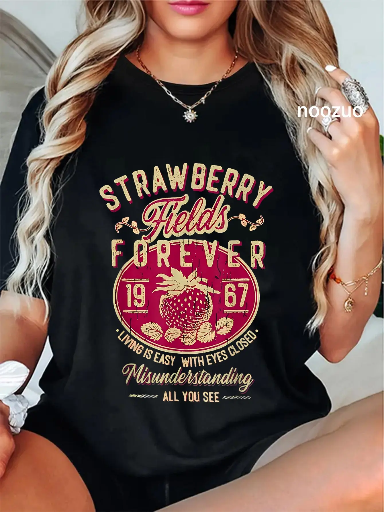 100% Cotton Strawberry Fields Forever 1967 Gifts For Music Lovers Fruit T-Shirt