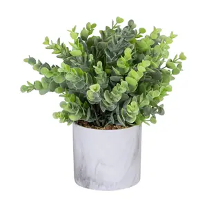 Northlight 9" Artificial Eucalyptus in a MarbleStyle Pot