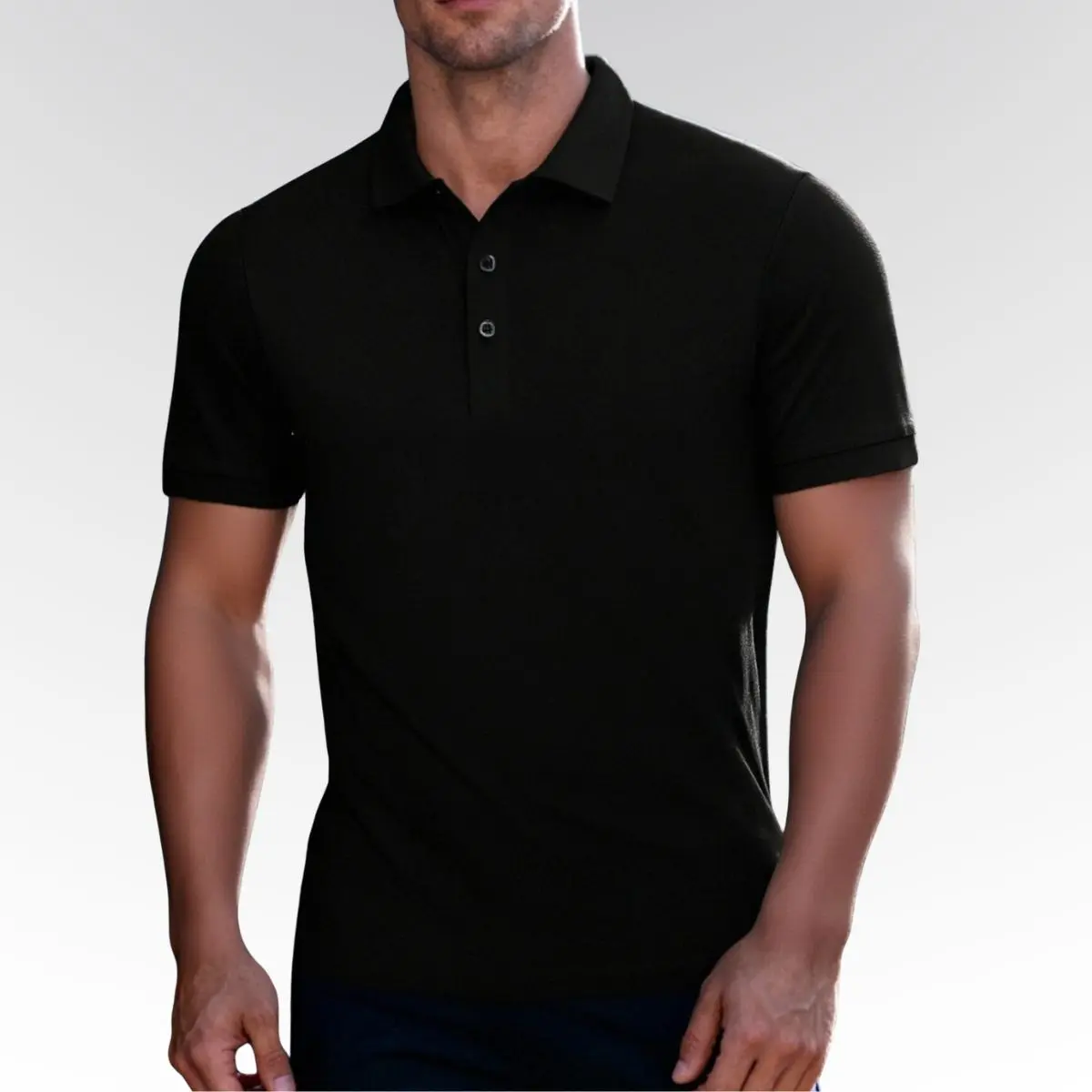 Men's Classic Plain Short-Sleeve Button-Front Polo Shirt - Versatile Top for Summer Business Casual Wear