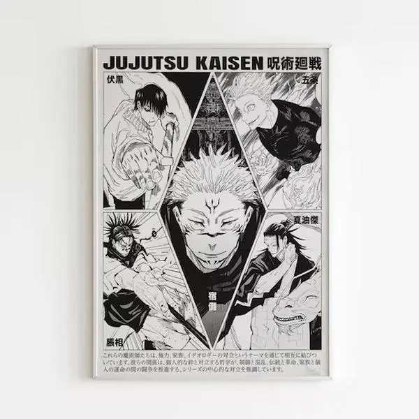 Jujutsu Kaisen Poster Anime Print JJK Manga Art Prints Nanami x Gojo x Geto Minimalist Vintage Retro Arts Wall Room Decor