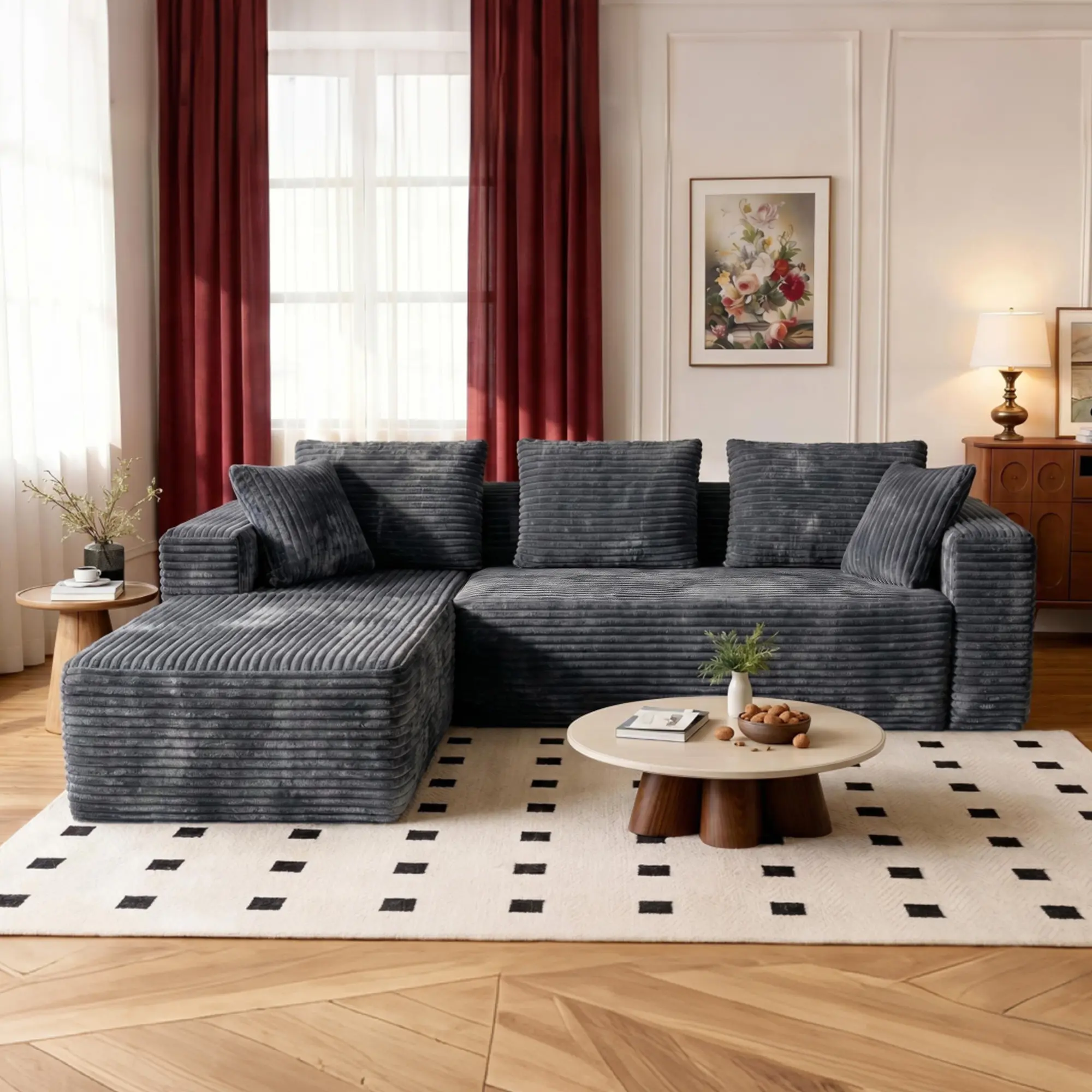 106in-Gray Left Chaise