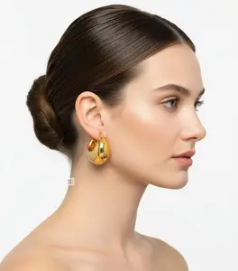 BA UNIQUE FASHION 316L Stainless Steel Chunky Bold Thick Tube Hoop Earrings for Women Hypoallergenic Waterproof Stylish Basket Design