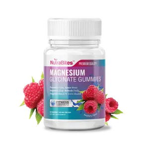 NutraBites Magnesium Glycinate Gummies with Vitamin B6 for Calm Sleep & Stress Relief Natural Raspberry Flavor Muscle Relaxation Nerve Health Support
