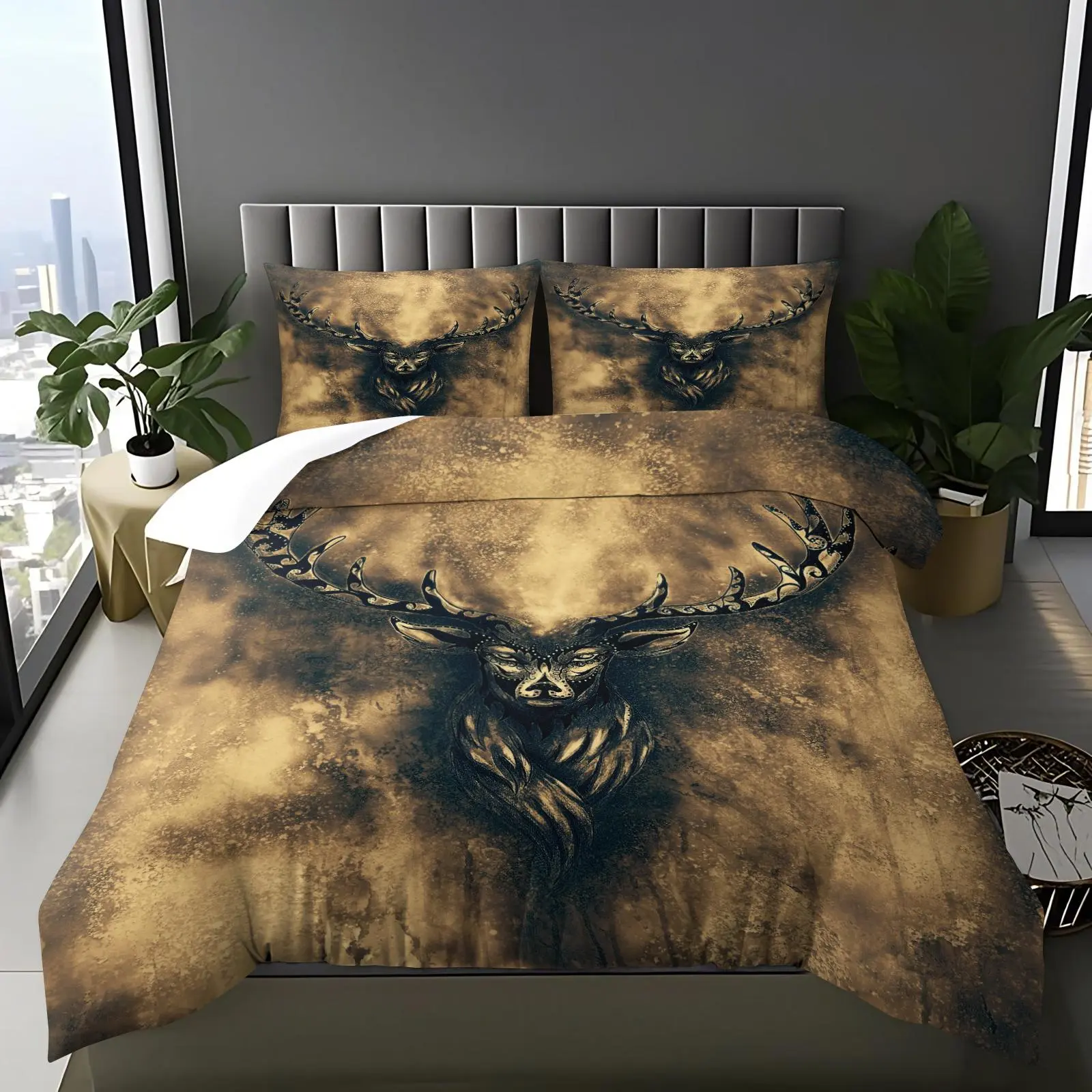 Deer and Flag Quilt Set-F