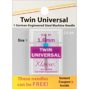 Klasse Size 1.6 Twin Universal Sewing Machine Needles