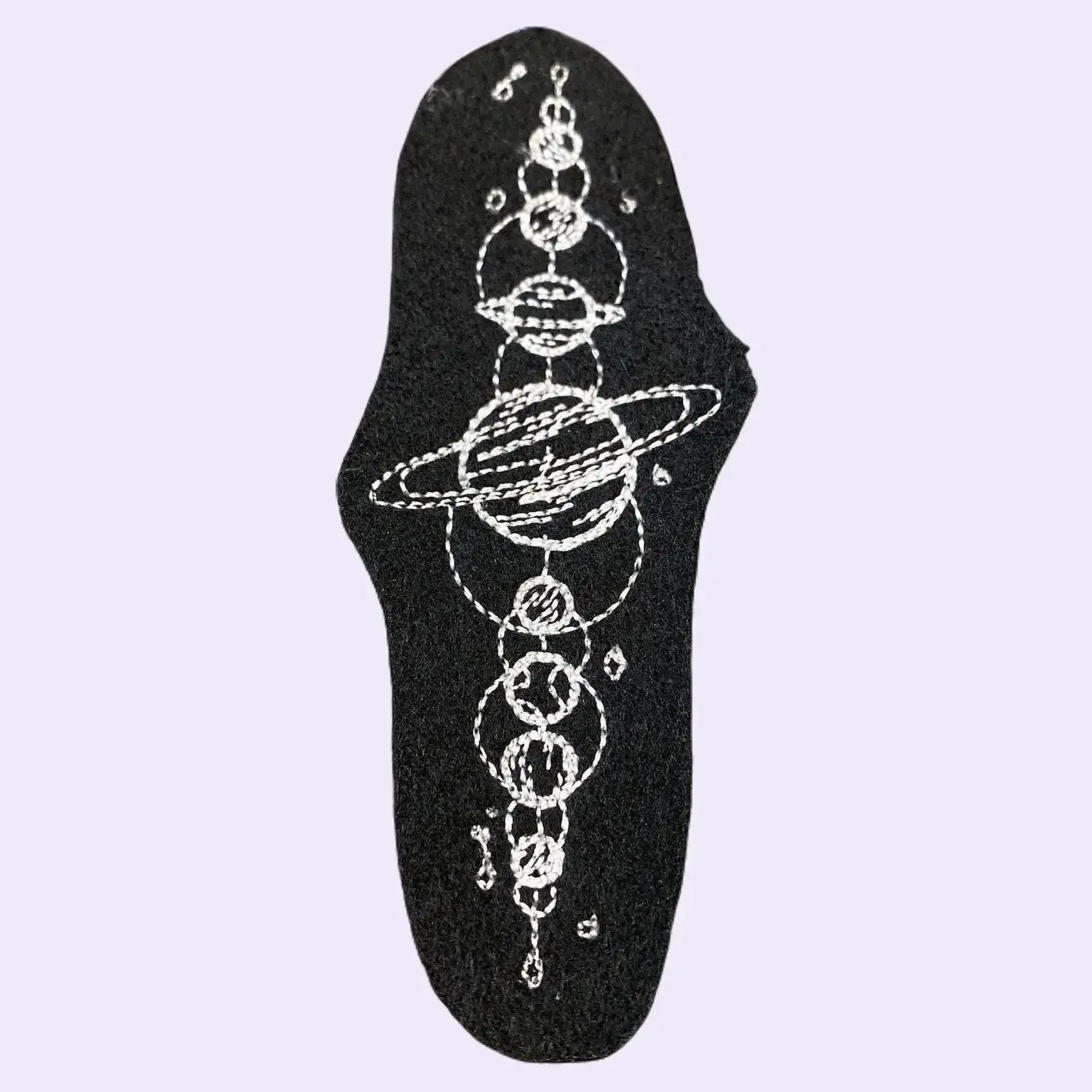 Vintage Celestial Planets Embroidered Patch - Light Open Stitching Design in 3 Sizes for Clothes & Bags - Sewing Instructions Included - 1.38" X 3.86", 2.48" X 6.85", 2.83" X 7.8"