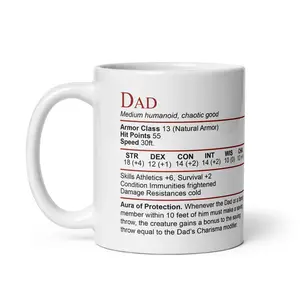DnD Dad Mug: Funny Stat Block, Dungeons & Dragons Gift