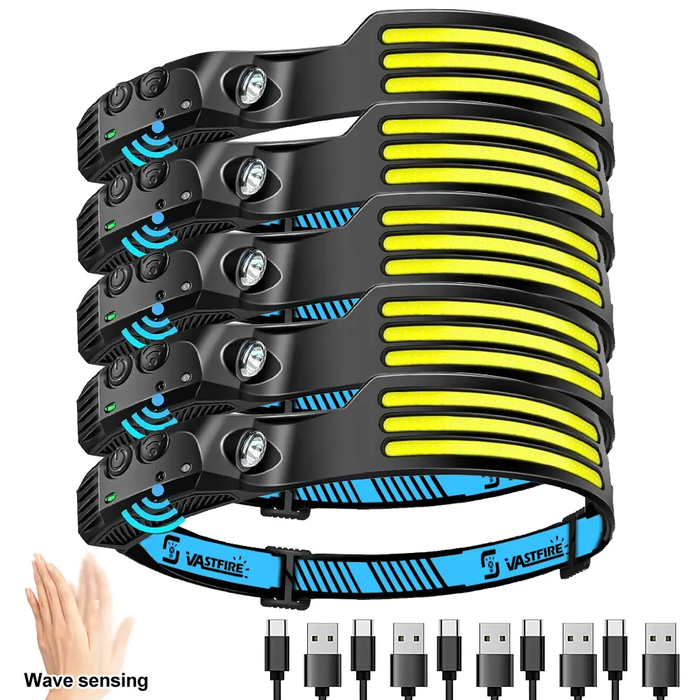 Headlamp Rechargeable Bright 3*COB+1*LED Head Lamp, 12H Type-C Cable Adjustable Headlight Outdoor, 5Mode Head Lights for Forehead, 230° LED Waterproof Headlamps Adults Camping Hiking night light survival supplies, camping gear, led light tiktokshopspringg