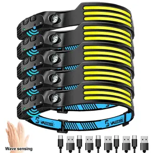 Headlamp Rechargeable Bright 3*COB+1*LED Head Lamp, 12H Type-C Cable Adjustable Headlight Outdoor, 5Mode Head Lights for Forehead, 230° LED Waterproof Headlamps Adults Camping Hiking night light survival supplies, camping gear, led light