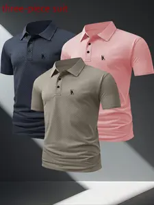 KL  🚀 Three piece men's quick drying elastic golf polo shirt | polyester spandex blend | moisture wicking Unisex basic quick drying multi-color optional | multi scene wearing