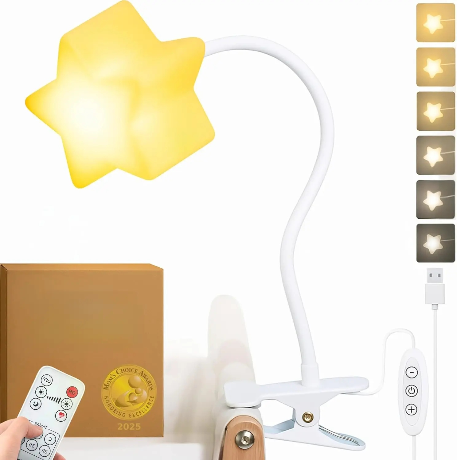 LED Clip On Star Light, Warm & Dimmable Desk Light, Reading Night lamp Newborn Essential for Bedside Bassinet, Nursery Decor, Ideal Baby Gift for Kids Visit the Store