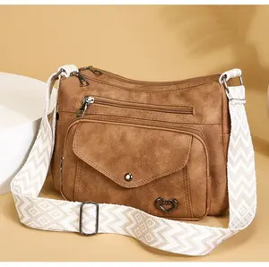 Soft leather bag, large capacity women's bag with multiple compartments, versatile women's crossbody bag.
