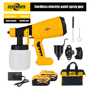 Cordless spray gun, handheld high-power electric paint sprayer compatible with 20V batteries, 200W power output, 1000 ml large-capacity container, adjustable flow rate and spray distance, suitable for painting walls, furniture, cabinets, fences, and other
