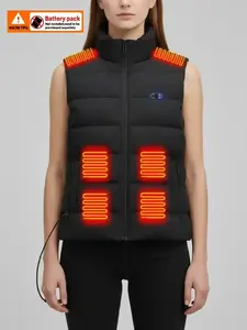 Without Battery USB Smart Heated Vest Jacket, Adjustable Temperature, 17 Heating Modules, Casual Fitted Design, Practical Storage, Fall & Winter Wear