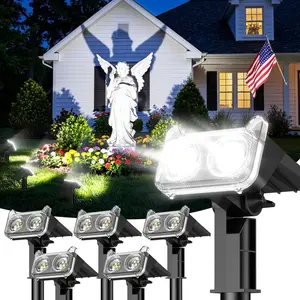 LETMY Solar Lights Outdoor Waterproof IP65, Solar Spot Lights Outdoor With 14 Big LEDs, 2-in-1 Wall Lights & 2 Modes Solar Powered Landscape Spotlights for Garage Pathway Yard Decor Garden Gift