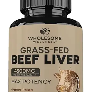 Grass Fed Desiccated Beef Liver Capsules (180 Pills, 750mg Each) - Natural Iron, Vitamin A, B12 for Energy - Humanely Pasture Raised