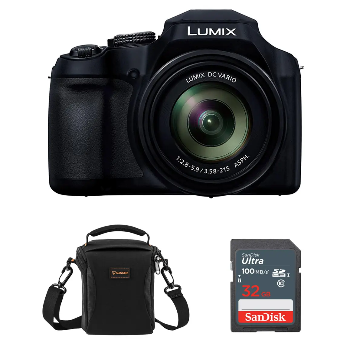 Panasonic LUMIX FZ80D Electronic Point & Shoot Digital Camera - 18.1MP, 60x Zoom, Touch Screen, Rechargeable Battery, USB Type-C, Bundle with Ultra 32GB Memory Card & Alpine 120 Shoulder Bag