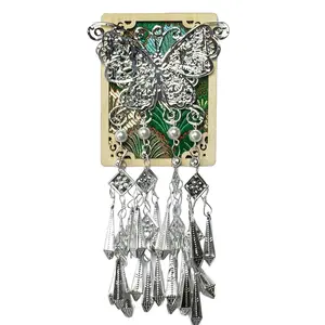 Zero Home Handmade Miao Silver Butterfly Wooden Refrigerator Magnet - Waterproof Metal, Guizhou/Xiangxi/Yunnan Travel Souvenir, Non-Woven Home Decor Gift, Eco-Friendly Safe Material, Strong Magnetism, Home Supplies Accessory, Water Proof