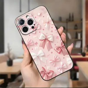 iphone15 Pro phone cases for women ,Pink bowknot Military-Grade Shockproof Cover Anti-Yellowing & Anti-Scratch Slim Design Local Smartphone