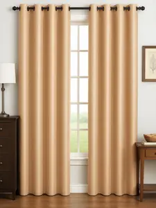 Luxury Glow Faux Silk Curtain Panel – 2 Panel Set, Each 54x84”, 8 Grommets, Elegant Light Blocking Drapes for Bedrooms Living Rooms -Beige