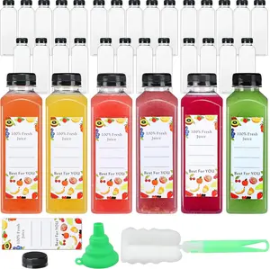33 count 16oz Plastic Bottles with Caps,  Juice Containers with Lids, Clear Empty  Smoothie Bottles for Beverage Drinking Milk