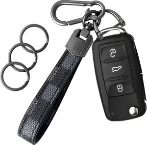 Leather Car Keychain,Carabiner Clip Key Fob Keychain for Home Car Keys Women Men