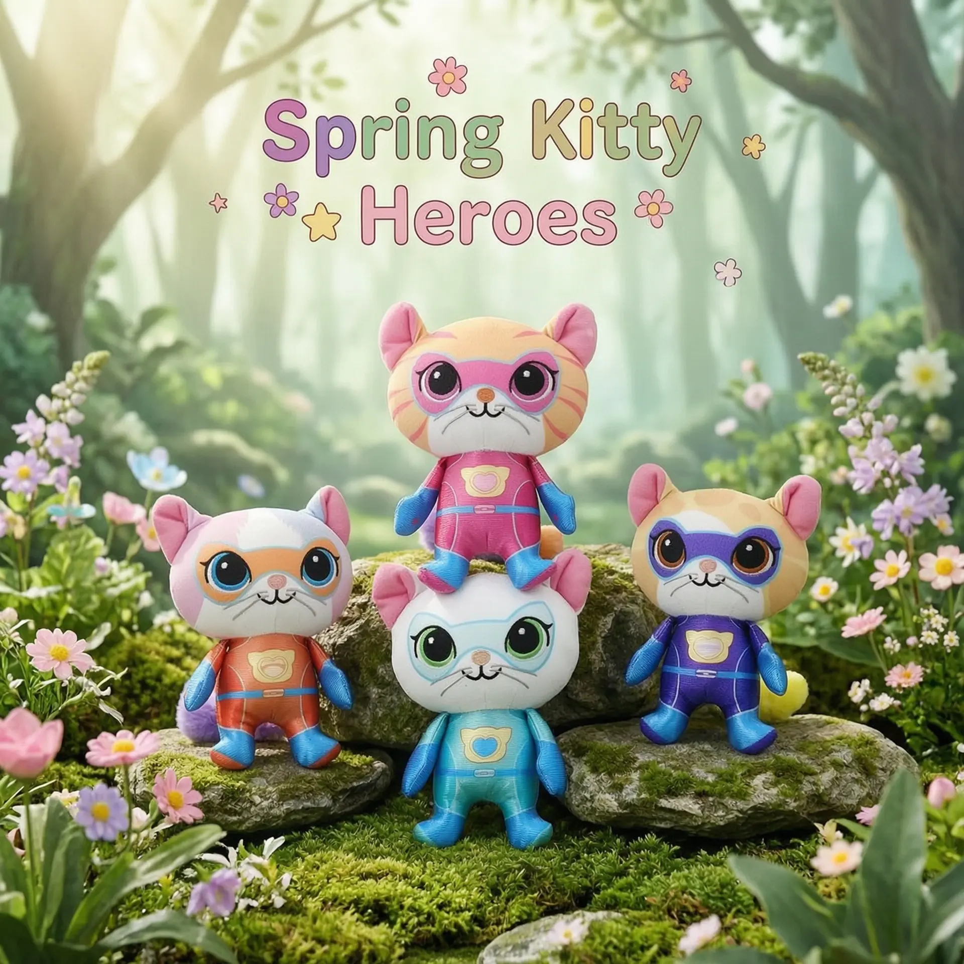 Super Kitties Chibi Stuffed Toy Doll, Soft Plush Figure for Kids, Chibi Stuffed Toys