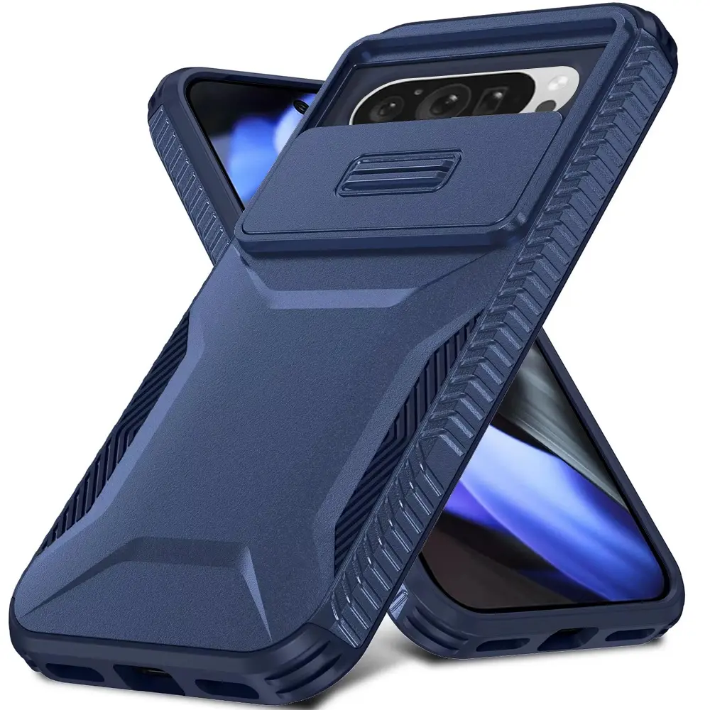 XPM For Google Pixel 10 /Pixel 10 Pro Slim Fit Shockproof Hybrid with Slide Camera Window Covering, Rugged Tpu Silicone Hard PC Bumper - Blue