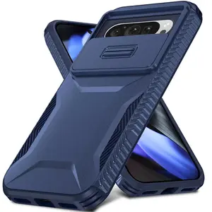 XPM For Google Pixel 10 /Pixel 10 Pro Slim Fit Shockproof Hybrid with Slide Camera Window Covering, Rugged Tpu Silicone Hard PC Bumper - Blue