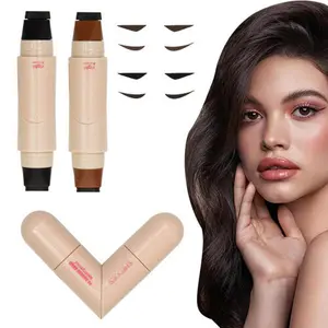 2 Pack Rotating Eyeliner Stamp, 2-in-1 Waterproof & Quick-Dry Winged Eyeliner, Easy to Use Eye Makeup Pen Perfect for aily Look(Black+Brown)